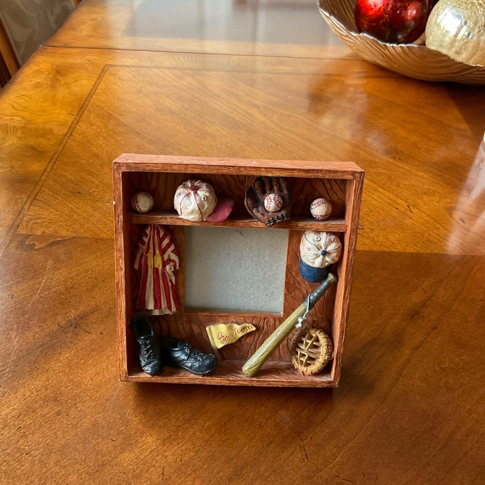 Russ Berrie Yesterday’s Baseball Theme Shadow Box Style Picture Frame, 3D